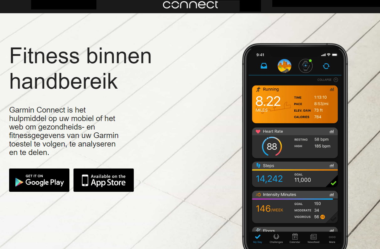 Garmin Connect gezondheidsstatistieken