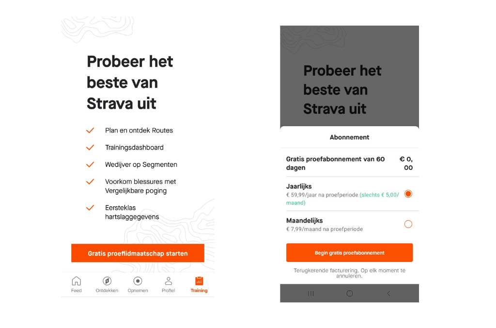 Strava betalen proefperiode mei 2020